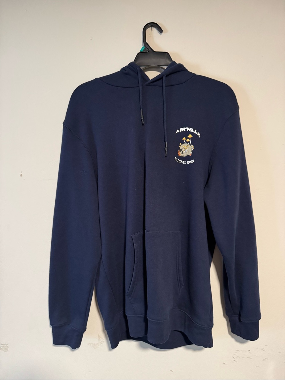 Airwalk Navy Hoodie with Pink Orange Psychedelic Mushroom Graphic